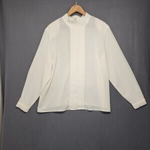 Vtg Karen Scott Blouse Womens 16 Long Sleeve Embroidered Collar Button Back Top